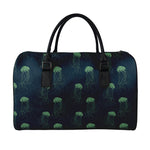 Zentangle Jellyfish Pattern Print Leather Duffle Bag