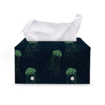 Zentangle Jellyfish Pattern Print Leather Tissue Box Cover