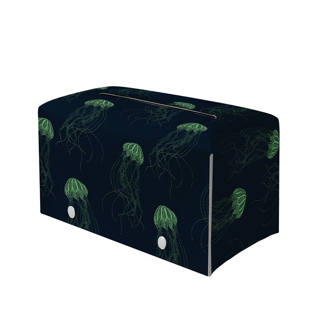 Zentangle Jellyfish Pattern Print Leather Tissue Box Cover