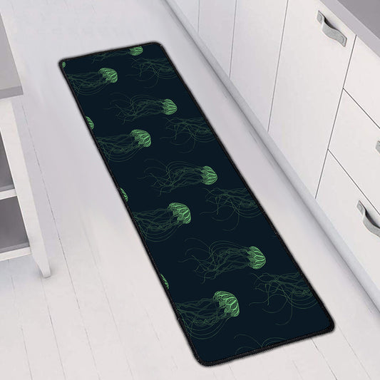 Zentangle Jellyfish Pattern Print Long Kitchen Mat