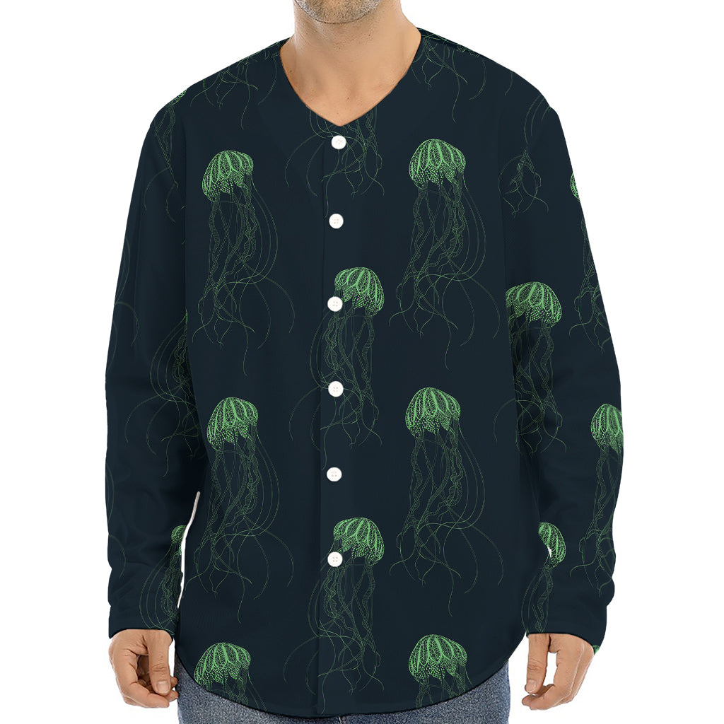 Zentangle Jellyfish Pattern Print Long Sleeve Baseball Jersey