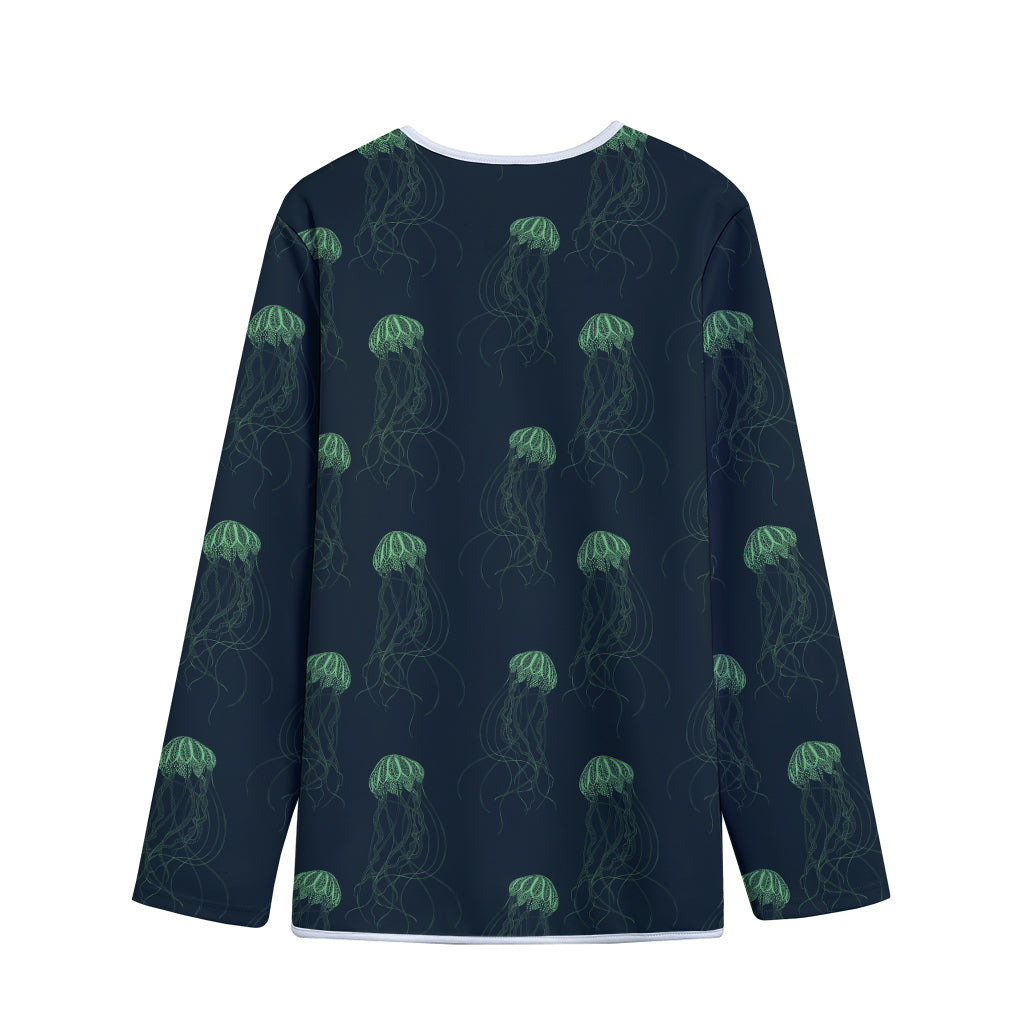 Zentangle Jellyfish Pattern Print Long Sleeve Short Coat