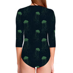 Zentangle Jellyfish Pattern Print Long Sleeve Swimsuit