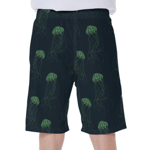 Zentangle Jellyfish Pattern Print Men's Beach Shorts