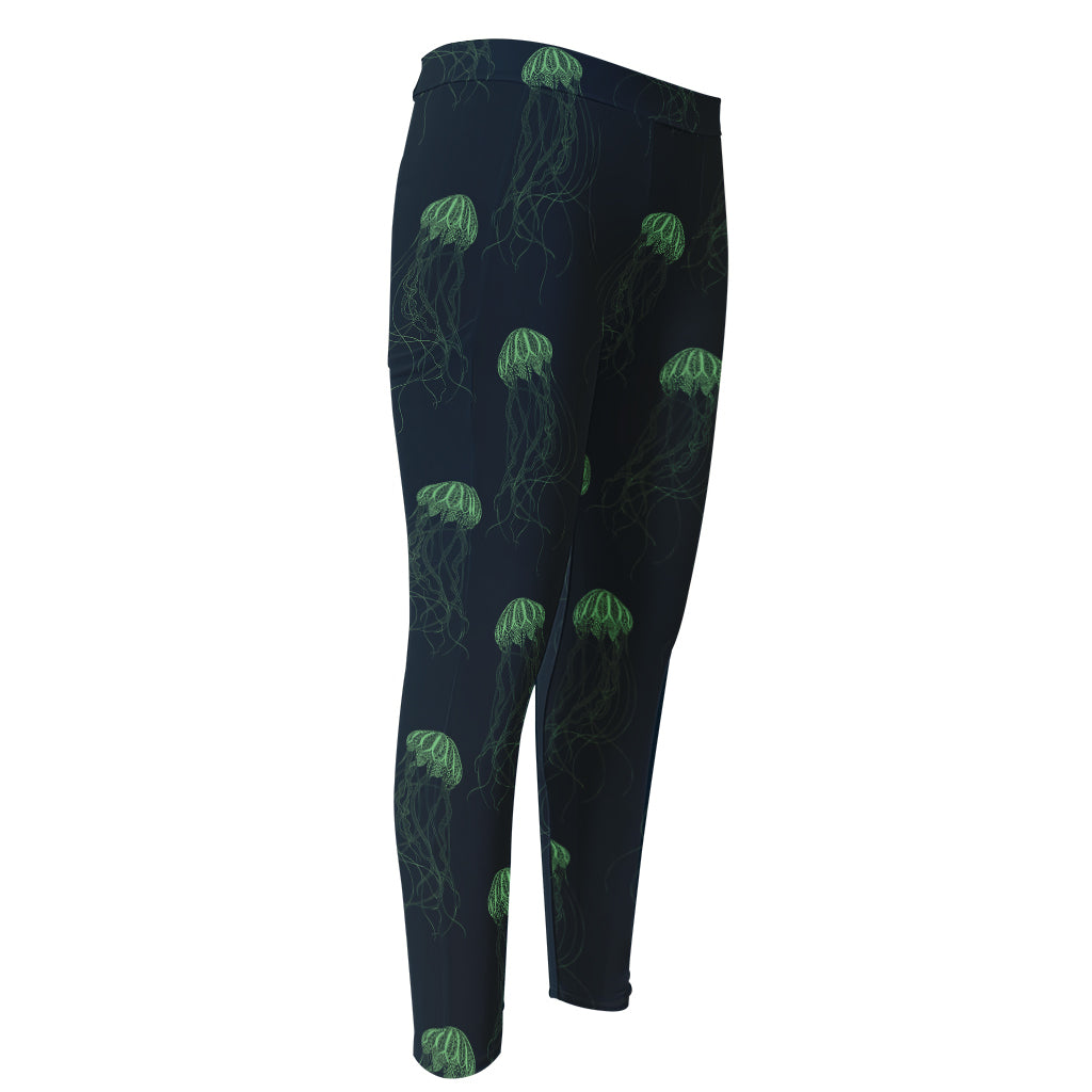 Zentangle Jellyfish Pattern Print Men's Compression Pants
