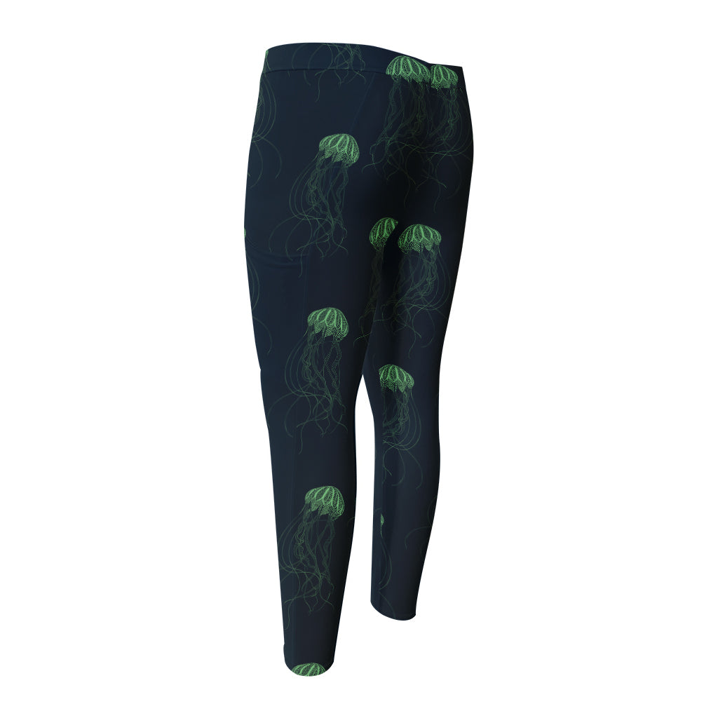 Zentangle Jellyfish Pattern Print Men's Compression Pants