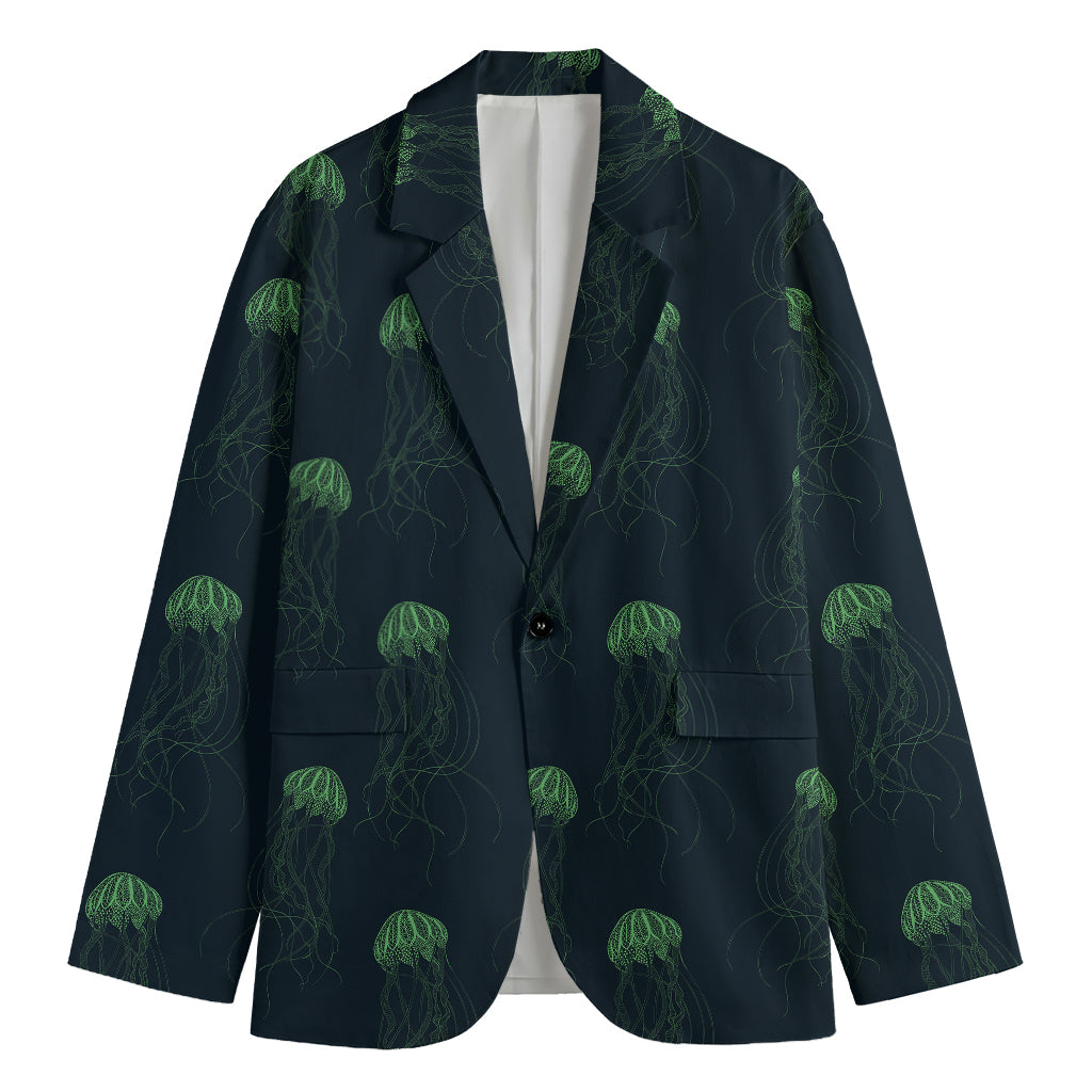 Zentangle Jellyfish Pattern Print Men's Cotton Blazer