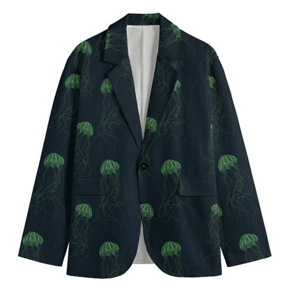 Zentangle Jellyfish Pattern Print Men's Cotton Blazer
