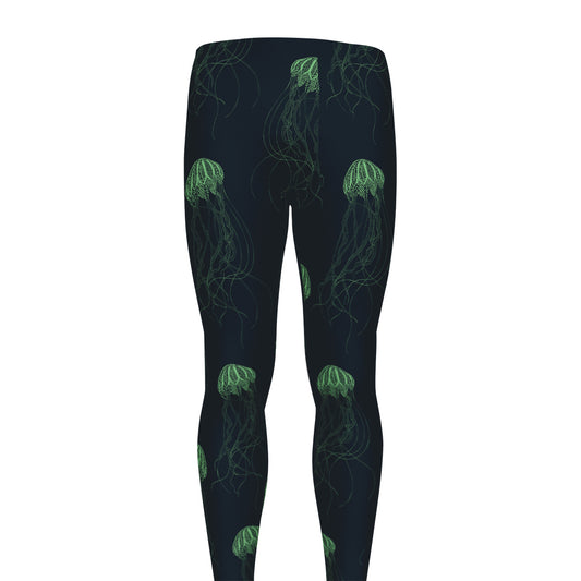 Zentangle Jellyfish Pattern Print Men's leggings