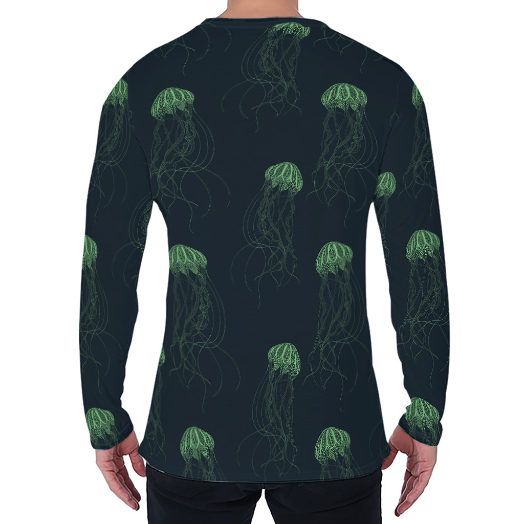 Zentangle Jellyfish Pattern Print Men's Long Sleeve T-Shirt