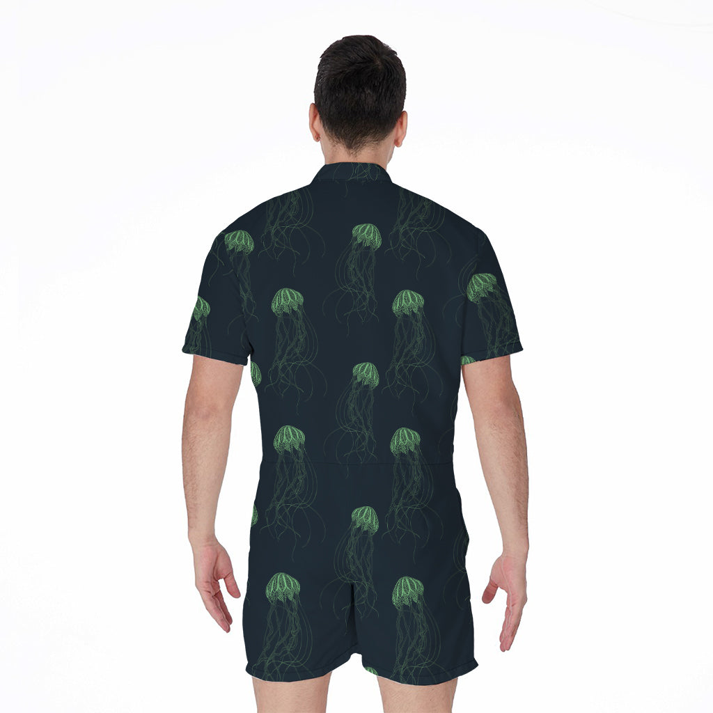 Zentangle Jellyfish Pattern Print Men's Rompers