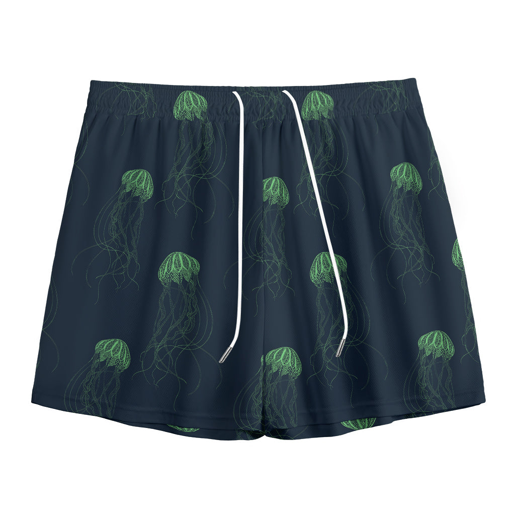Zentangle Jellyfish Pattern Print Mesh Shorts
