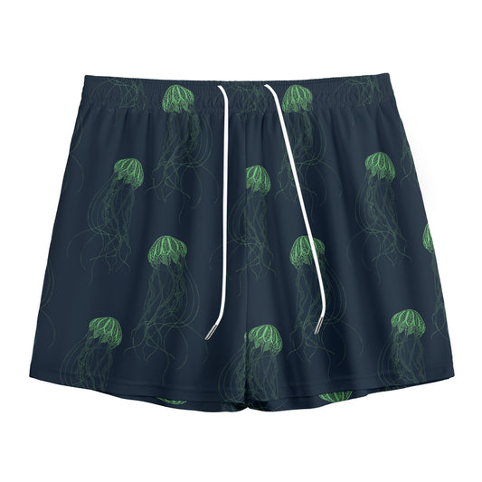 Zentangle Jellyfish Pattern Print Mesh Shorts