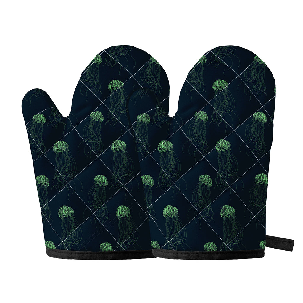 Zentangle Jellyfish Pattern Print Oven Mitts