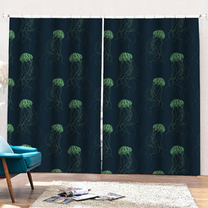 Zentangle Jellyfish Pattern Print Pencil Pleat Curtains