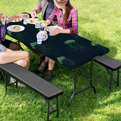 Zentangle Jellyfish Pattern Print Picnic Table Cover