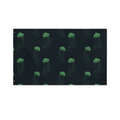 Zentangle Jellyfish Pattern Print Polyester Flag