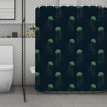 Zentangle Jellyfish Pattern Print Polyester Shower Curtain