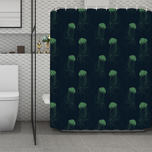 Zentangle Jellyfish Pattern Print Polyester Shower Curtain