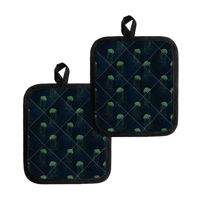 Zentangle Jellyfish Pattern Print Pot Holders