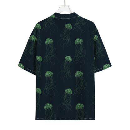 Zentangle Jellyfish Pattern Print Rayon Hawaiian Shirt