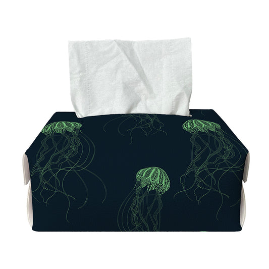 Zentangle Jellyfish Pattern Print Rectangle Tissue Box Cover