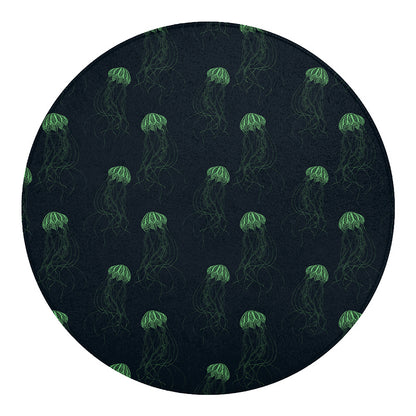 Zentangle Jellyfish Pattern Print Round Blanket
