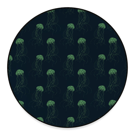 Zentangle Jellyfish Pattern Print Round Floor Mat