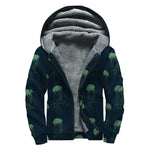 Zentangle Jellyfish Pattern Print Sherpa Lined Zip Up Hoodie