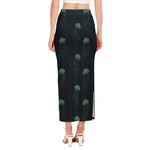 Zentangle Jellyfish Pattern Print Side Slit Maxi Skirt