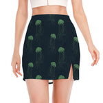 Zentangle Jellyfish Pattern Print Side Slit Mini Skirt