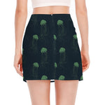 Zentangle Jellyfish Pattern Print Side Slit Mini Skirt