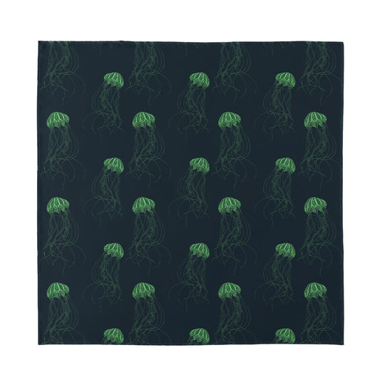 Zentangle Jellyfish Pattern Print Silk Bandana