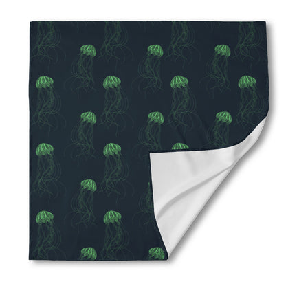 Zentangle Jellyfish Pattern Print Silk Bandana