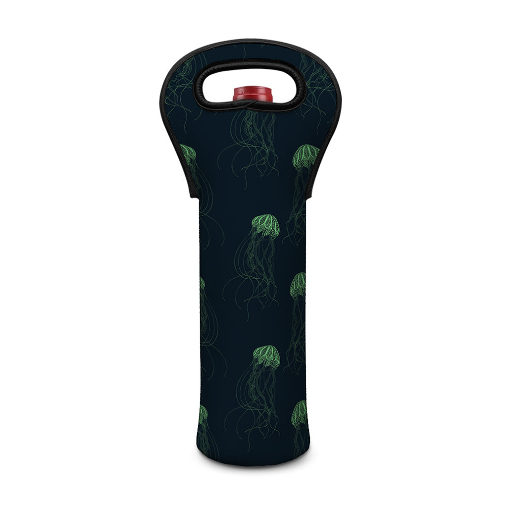 Zentangle Jellyfish Pattern Print Single Neoprene Wine Tote