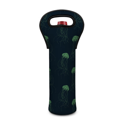 Zentangle Jellyfish Pattern Print Single Neoprene Wine Tote
