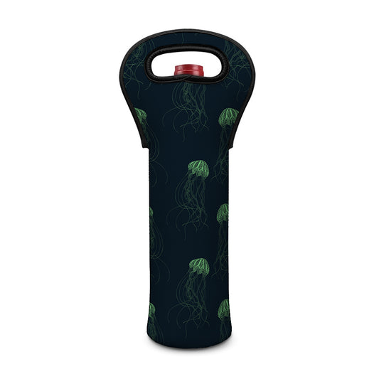 Zentangle Jellyfish Pattern Print Single Neoprene Wine Tote