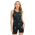 Zentangle Jellyfish Pattern Print Sleeveless One Piece Swimsuit