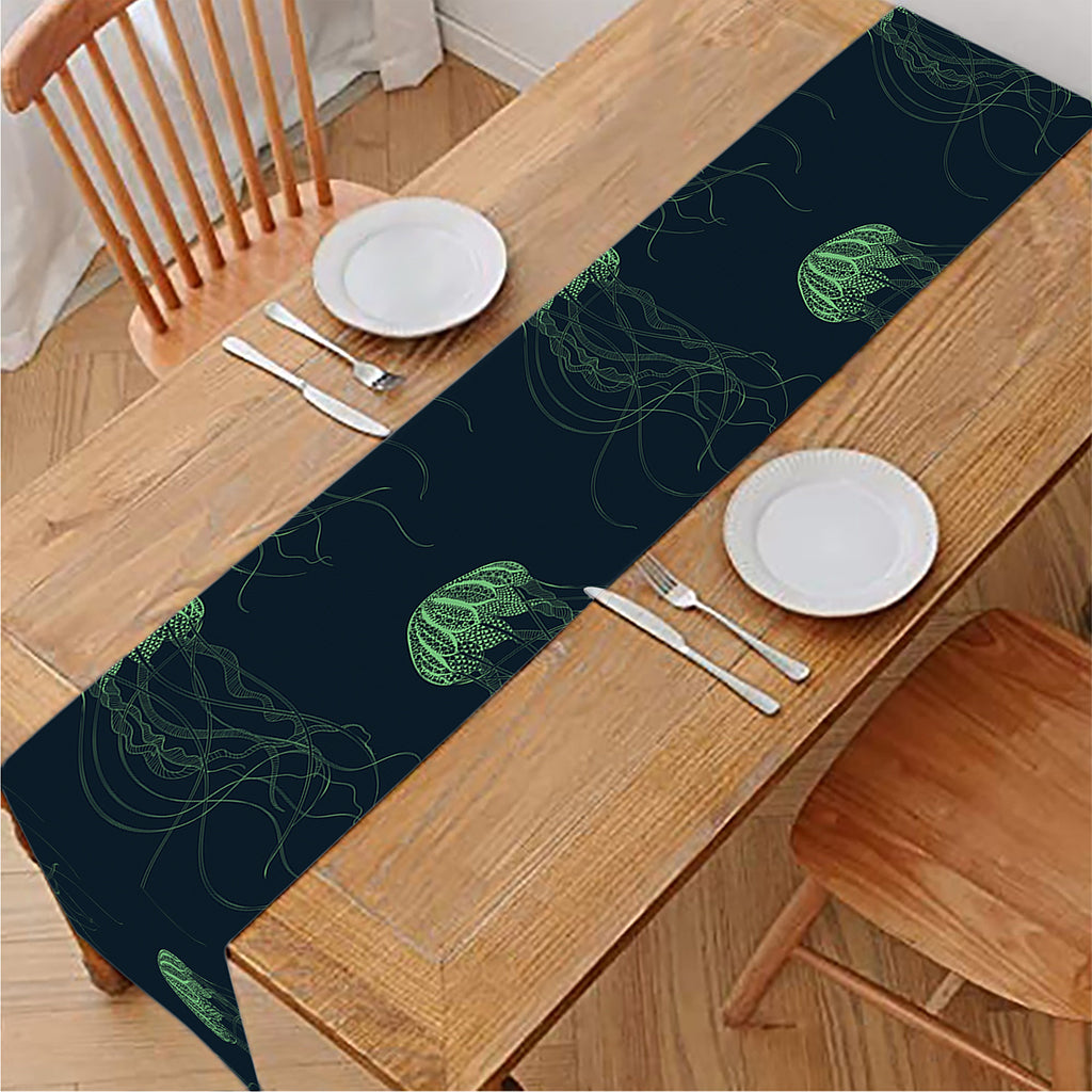 Zentangle Jellyfish Pattern Print Table Runner