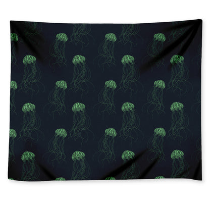 Zentangle Jellyfish Pattern Print Tapestry