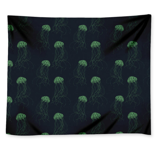 Zentangle Jellyfish Pattern Print Tapestry