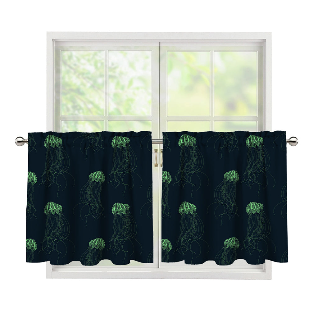 Zentangle Jellyfish Pattern Print Tier Curtains