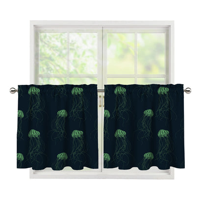 Zentangle Jellyfish Pattern Print Tier Curtains
