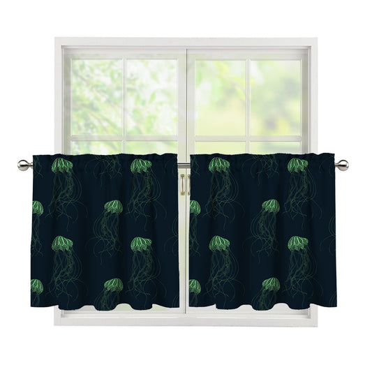 Zentangle Jellyfish Pattern Print Tier Curtains