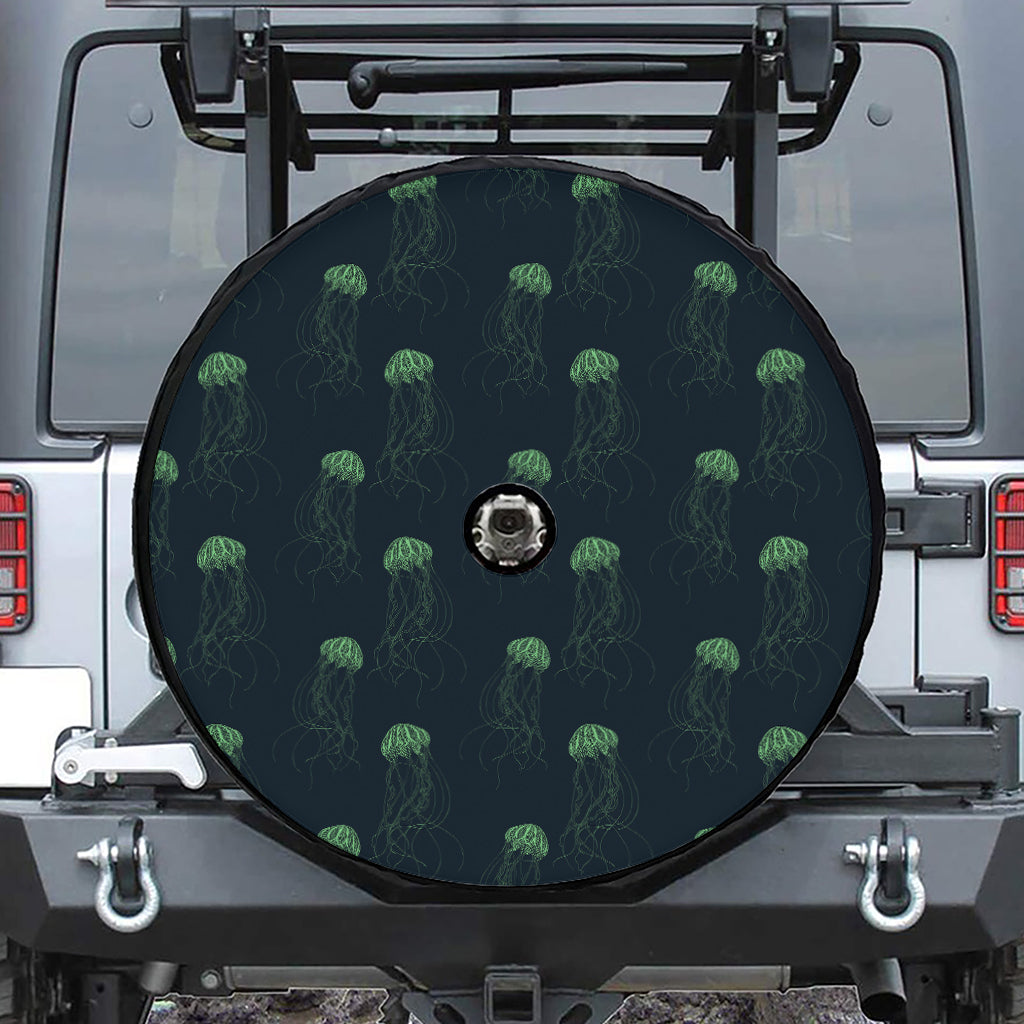 Zentangle Jellyfish Pattern Print Tire Cover With Camera Hole