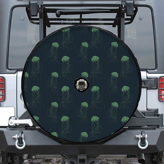 Zentangle Jellyfish Pattern Print Tire Cover With Camera Hole