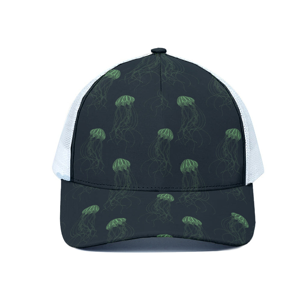 Zentangle Jellyfish Pattern Print White Mesh Trucker Cap
