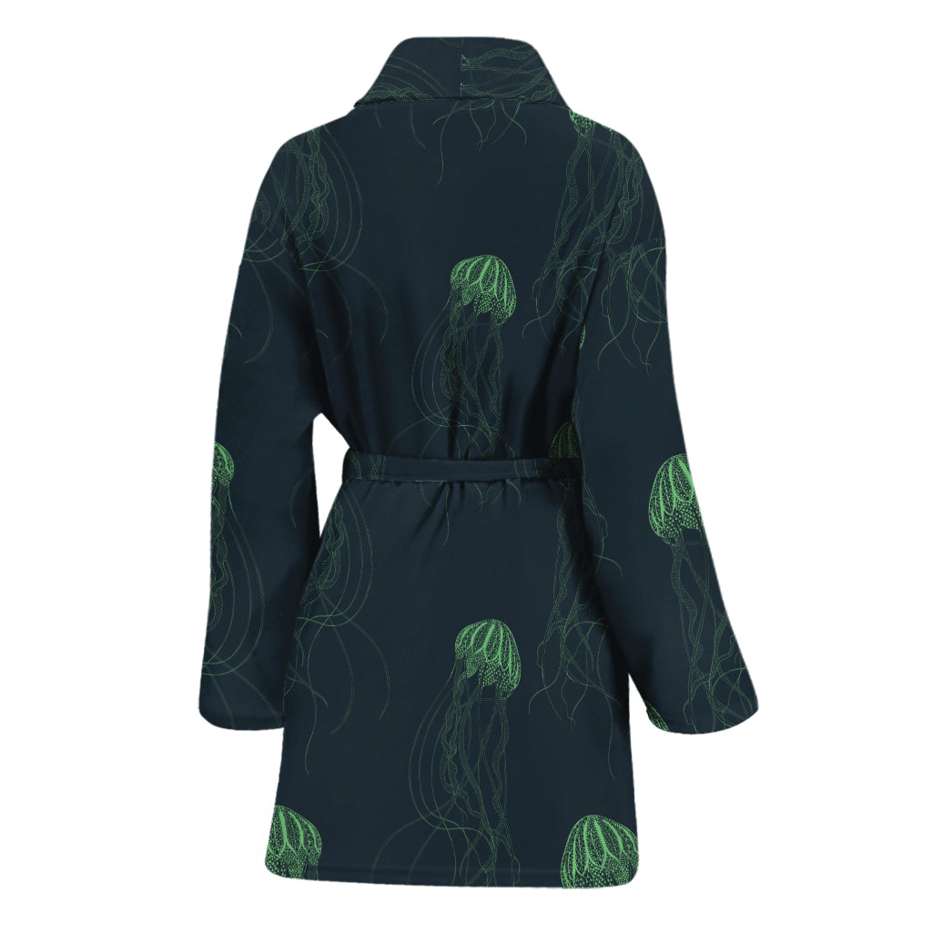 Zentangle Jellyfish Pattern Print Women's Bathrobe