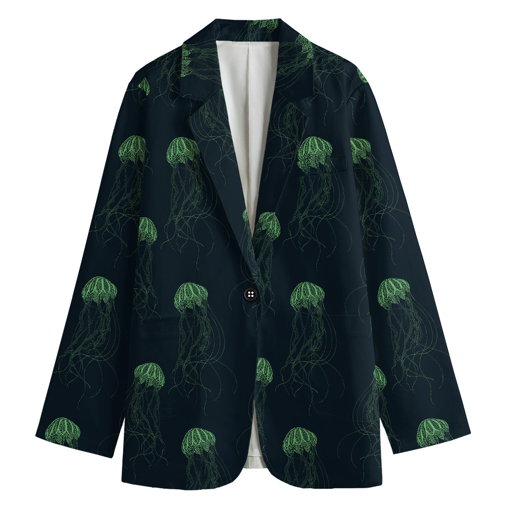 Zentangle Jellyfish Pattern Print Women's Cotton Blazer