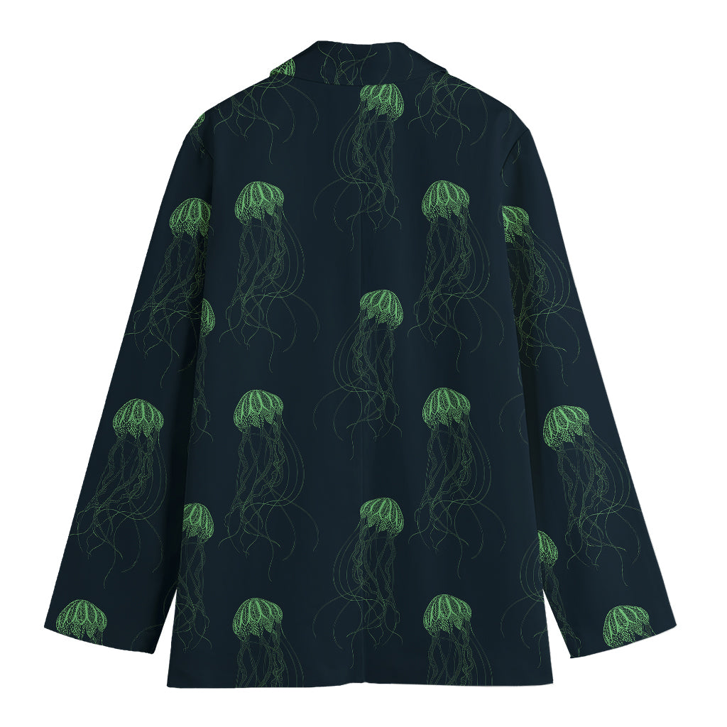 Zentangle Jellyfish Pattern Print Women's Cotton Blazer